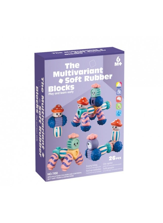 no Export Variant Soft Rubber Modeling Building Blocks Infant Educational Fun Safe Soft Rubber Variant Toys - Image 2