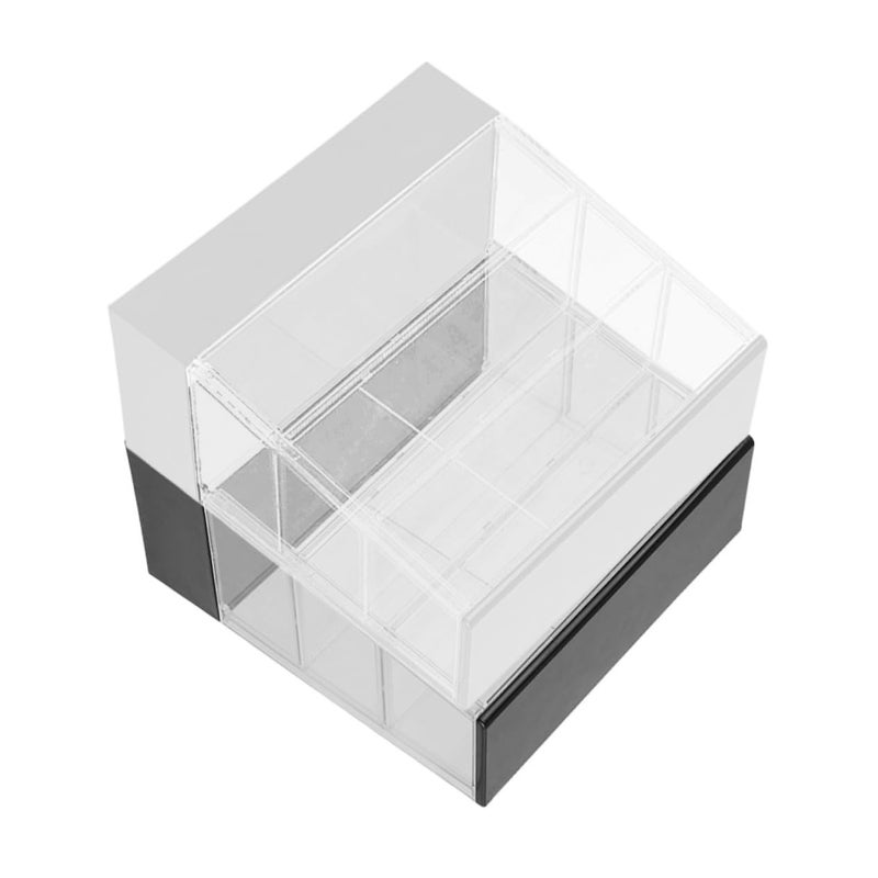 Miniature Dollhouse Cake Display Cabinet Clear Plastic Furniture Accessory White Black - Image 2