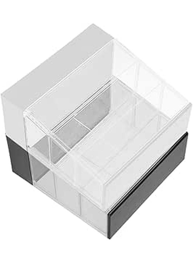 Miniature Dollhouse Cake Display Cabinet Clear Plastic Furniture Accessory White Black - Image 1