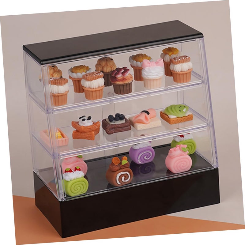 Miniature Dollhouse Cake Display Cabinet Clear Plastic Furniture Accessory White Black - Image 5