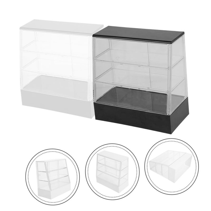 Miniature Dollhouse Cake Display Cabinet Clear Plastic Furniture Accessory White Black - Image 4