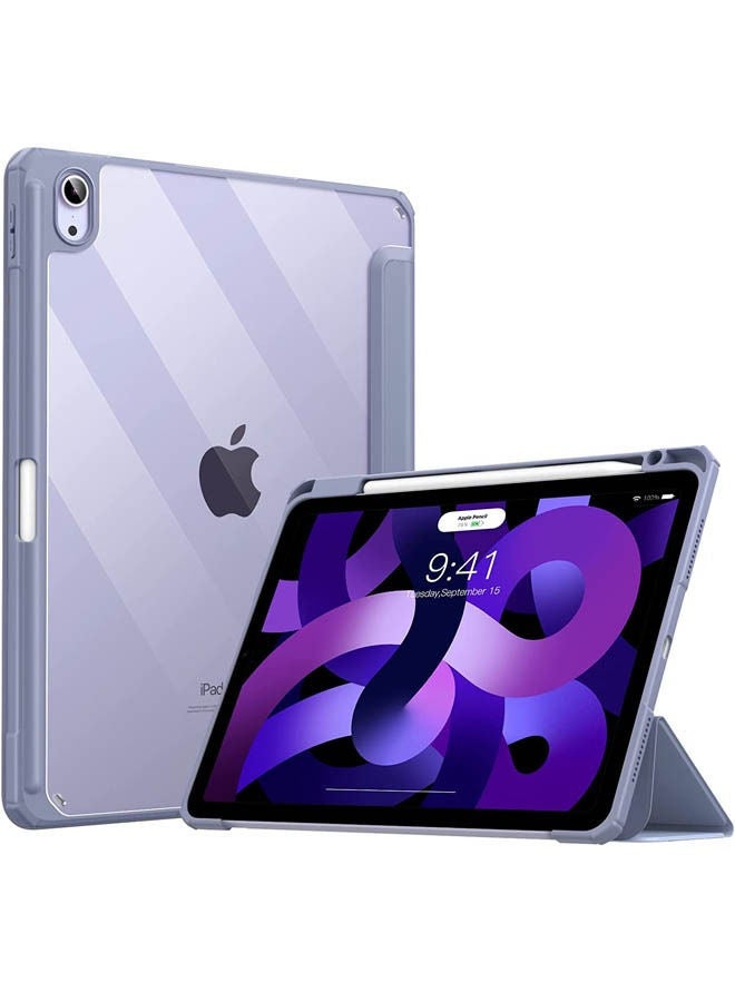 Rock Pow Case for iPad Air 11 inch M3 2025/Case for iPad Air 11 inch M2 2024 and iPad Air5 10.9 inch 2022/Air4 10.9 inch 2020 Gen with Pencil Holder Clear Transparent Slim Stand Auto Wake/Sleep,Cover 