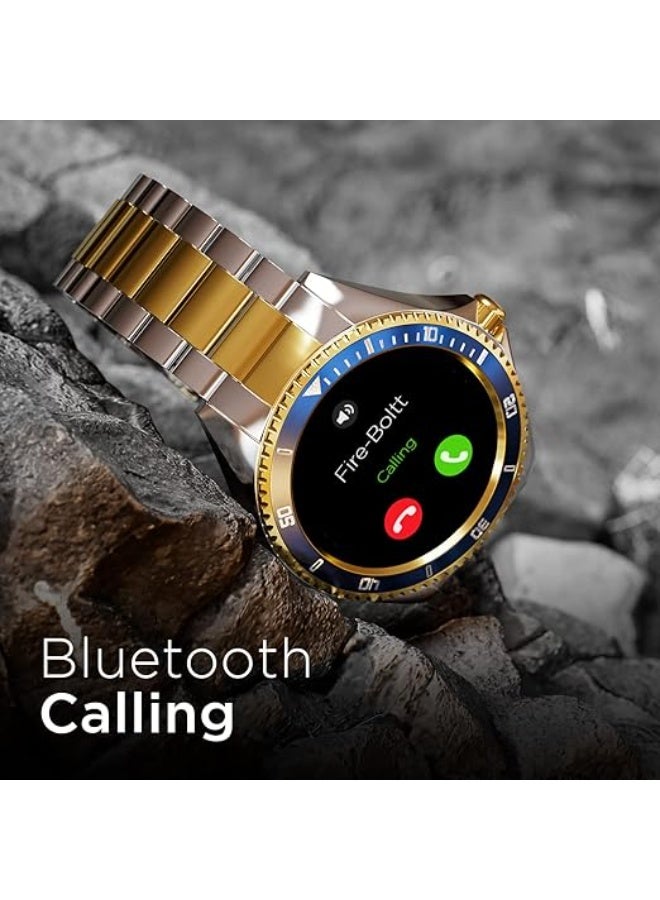 Fire-Boltt Quantum Luxury & Sporty Stainless Steel Smartwatch, 1.28" Bluetooth Calling, High Resolution of 240 * 240 Px & TWS Connection (Sapphire Gold) - Image 4