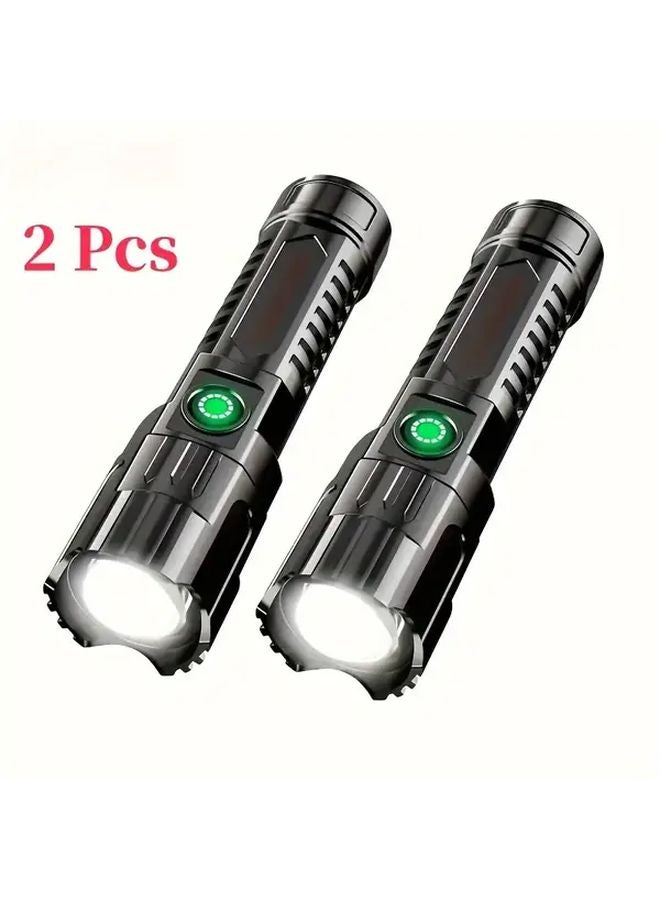 Black Ultra Bright LED Flashlight High Lumen Tactical Torch 3 Modes Zoom Portable Camping Light Rechargeable Battery - Image 1