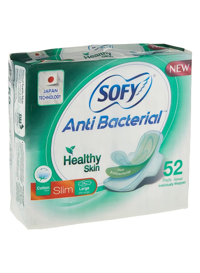 Sofy Antibacterial Slim Sanitary Pads, 29cm, Large, 52 Count, Cotton Touch, Super Absorbent Gel - Image 2