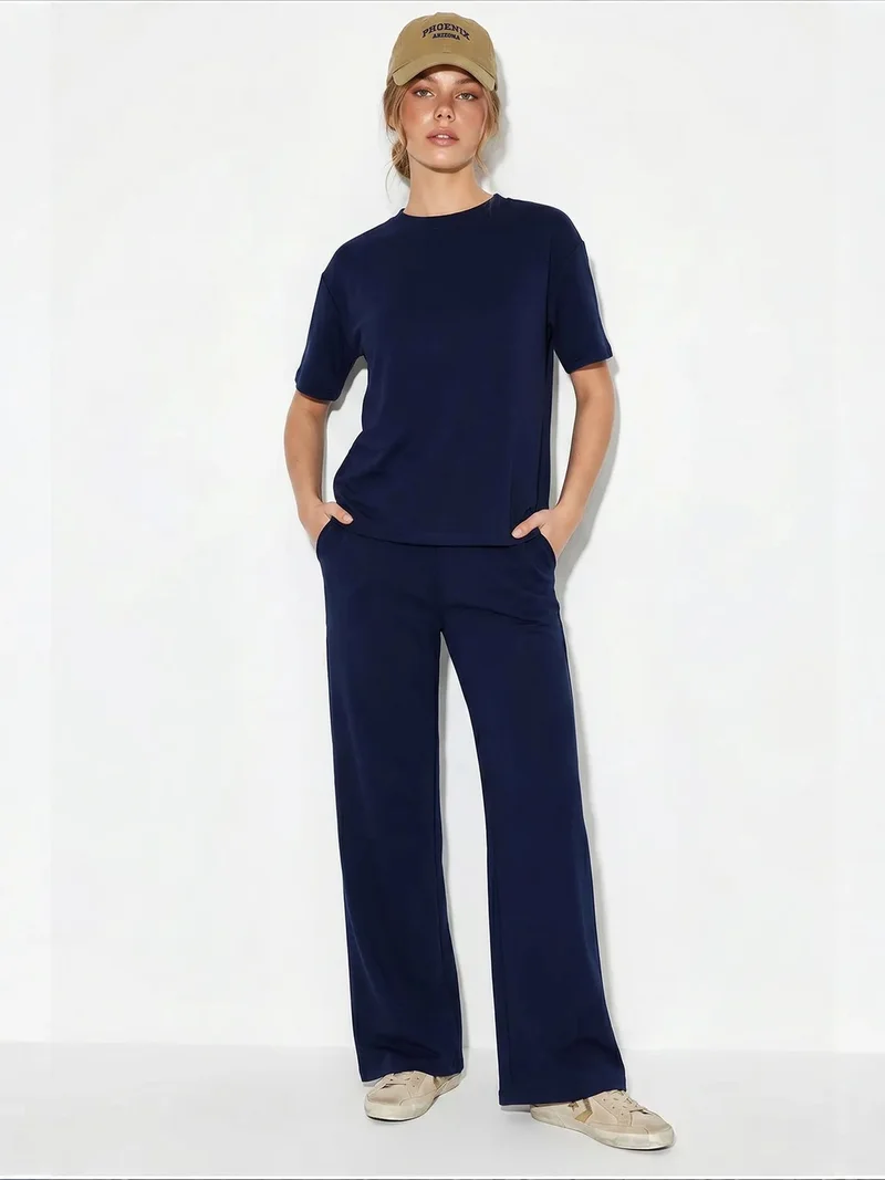 LUCCI Crew Neck T-Shirt and Pants Two-Piece Set