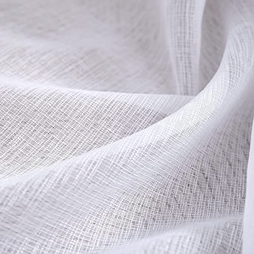 Pitalk White Short Sheer Curtains 36 Inch Length for Kitchen Door 2 Panel Set Rod Pocket Cafe Curtains Linen Look Semi Sheer Tier Curtains for Small Window Bathroom Basement Kids Farmhouse Decor 30x36 Long - Image 5