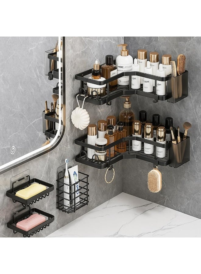 Beauenty Shower Caddy 7 Pack, Adhesive Bathroom Organizer, No Drilling Shower Shelves & Large Capacity, Rustproof Stainless Steel Shower Racks, shower shelf for inside shower & Kitchen (7 Pack) - Image 4