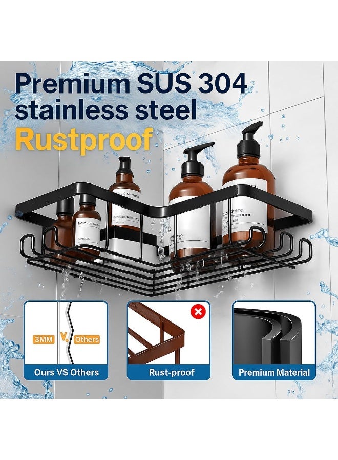 Beauenty Shower Caddy 7 Pack, Adhesive Bathroom Organizer, No Drilling Shower Shelves & Large Capacity, Rustproof Stainless Steel Shower Racks, shower shelf for inside shower & Kitchen (7 Pack) - Image 5