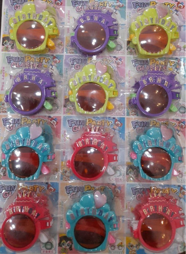 12-pack multi-colored children's birthday glasses card