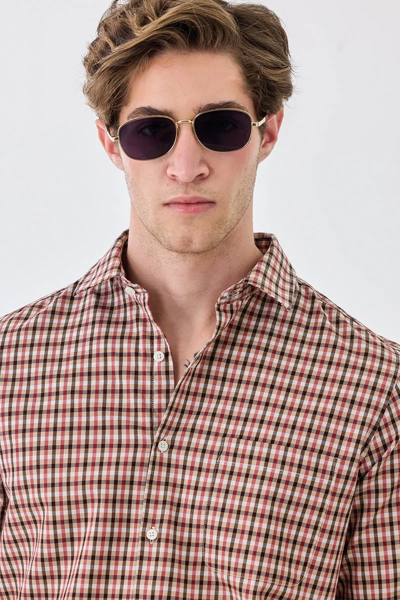 سنيتش قميص كاروهات بقصة ضيقة فاخر