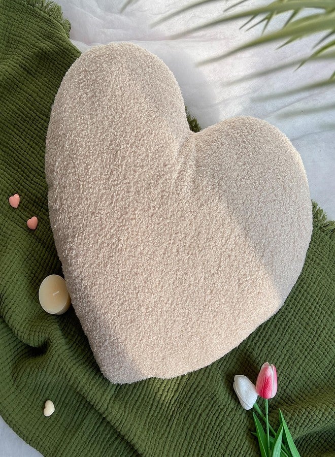 EastTree Heart Pillows, Off White Heart Shaped Pillows, Love Throw Pillows, Cute Sherpa Heart Decor, Small Fluffy Pillows, Women Girls Living Bedroom Home Decoration 10x13 Inch - Image 1