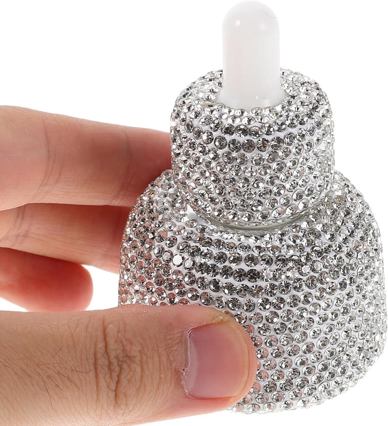 FENICAL Refillable Glass Dropper Bottles for Essential Oils 30ml Rhinestone Travel Sample Vials Aromatherapy Dispensing Bottles with Pipette - Image 4