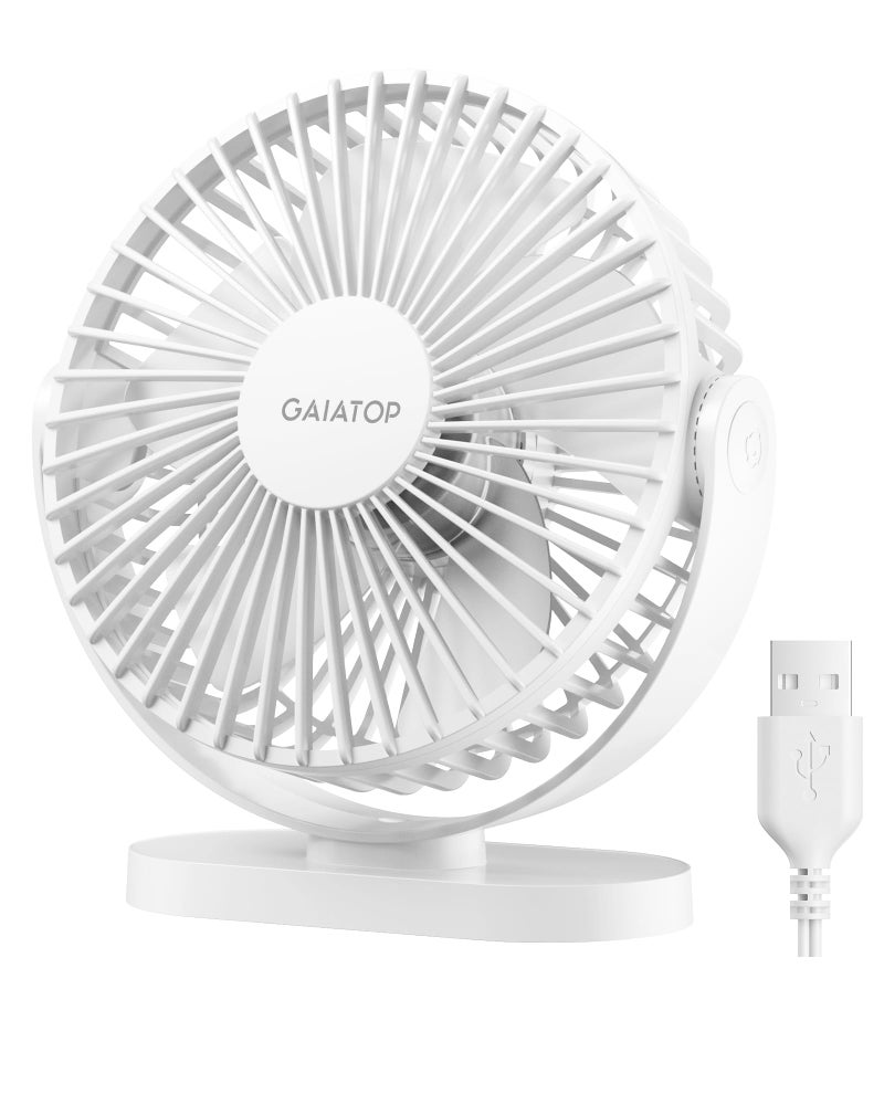Gaiatop USB Desk Fan, 5.5 Inch Small Quiet Powerful 3 Speeds 90Â° Rotate, Personal Mini Portable Desktop Table Fans, Cooling for Home Office Car Travel Indoor Outdoor Pink - Image 1