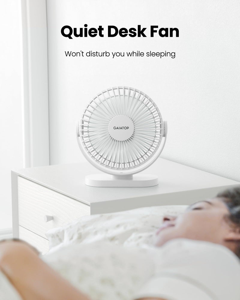 Gaiatop USB Desk Fan, 5.5 Inch Small Quiet Powerful 3 Speeds 90Â° Rotate, Personal Mini Portable Desktop Table Fans, Cooling for Home Office Car Travel Indoor Outdoor Pink - Image 4