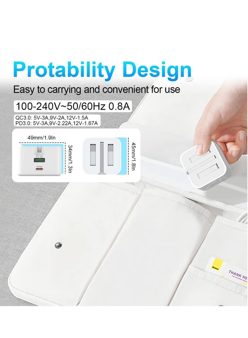 USB C Charger, 20W Fast Charge Wall Plug, 2 Ports PD&QC 3.0 Fast Charger Plug Compatible for iPhone 13/13 Pro 12/12 Pro/12 Pro Max/11/XS/XR, iPad, Galaxy, Huawei etc - Image 4