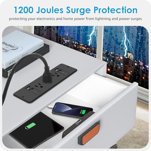 HHSOET 14 in 1 Fast Charging Recessed Power Strip, 20W Furniture Power Outlet, Flush Mount Surge Protection with 6 AC Plugs, 4 USB-A and 4 USB-C, 6ft Power Cord. (Black) - Image 5