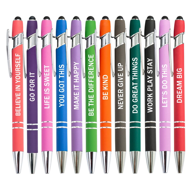 PASISIBICK 12 Pieces Motivational Inspirational Quotes Snarky Screen Touch Stylus Ballpoint Pens, Office Encouraging Scriptures, Black Ink (12 Color,Motivational) - Image 5