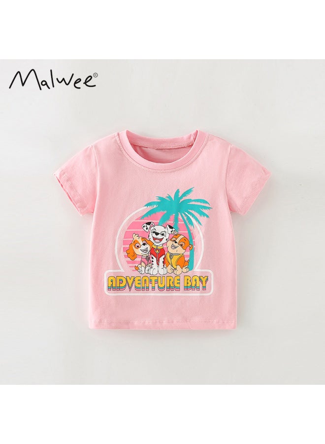 Malwee Girls T-shirt Style Small And Medium Kids Casual Print Fashion Round Neck Short Sleeve Children's Top