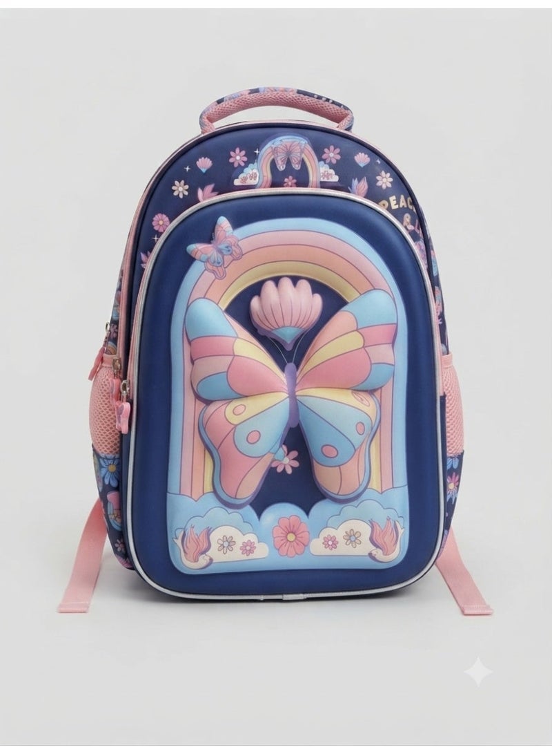girls school backpack bag with 3D butterfly print,36x30x20 cm - Image 1