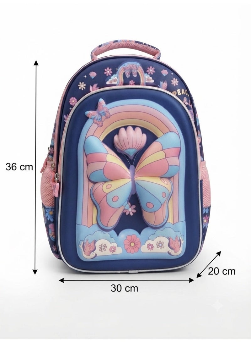 girls school backpack bag with 3D butterfly print,36x30x20 cm - Image 5