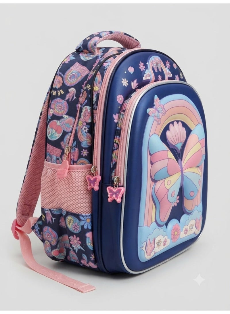 girls school backpack bag with 3D butterfly print,36x30x20 cm - Image 2