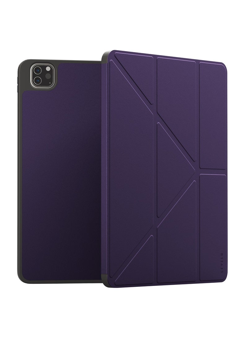 LEVELO Elegant Hybrid Leather Case for iPad Pro 11/Shock Absorbent/Bumper Case/Precise Cut-Outs- Purple - Image 1