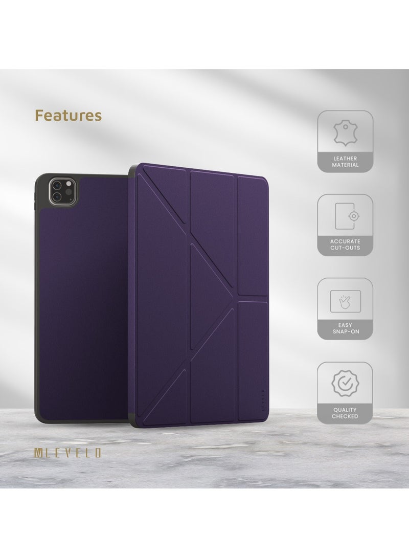 LEVELO Elegant Hybrid Leather Case for iPad Pro 11/Shock Absorbent/Bumper Case/Precise Cut-Outs- Purple - Image 2