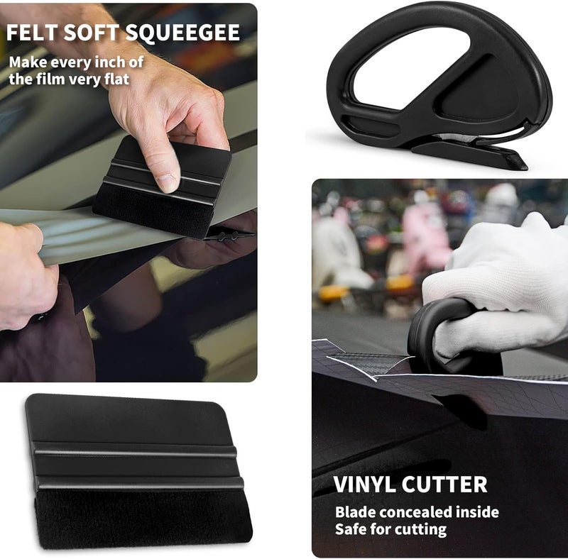 Gomake Standard fit Gomake Vehicle Vinyl Wrap Window Tint Film Tool Kit Include 4 Inch Felt Squeegee, Retractable 9mm Utility Knife and Blades, Zippy Vinyl Cutter and Mini Go Corner Squeegee for Car Wrapping (5 Tools) Wide use compliant quality - Image 4