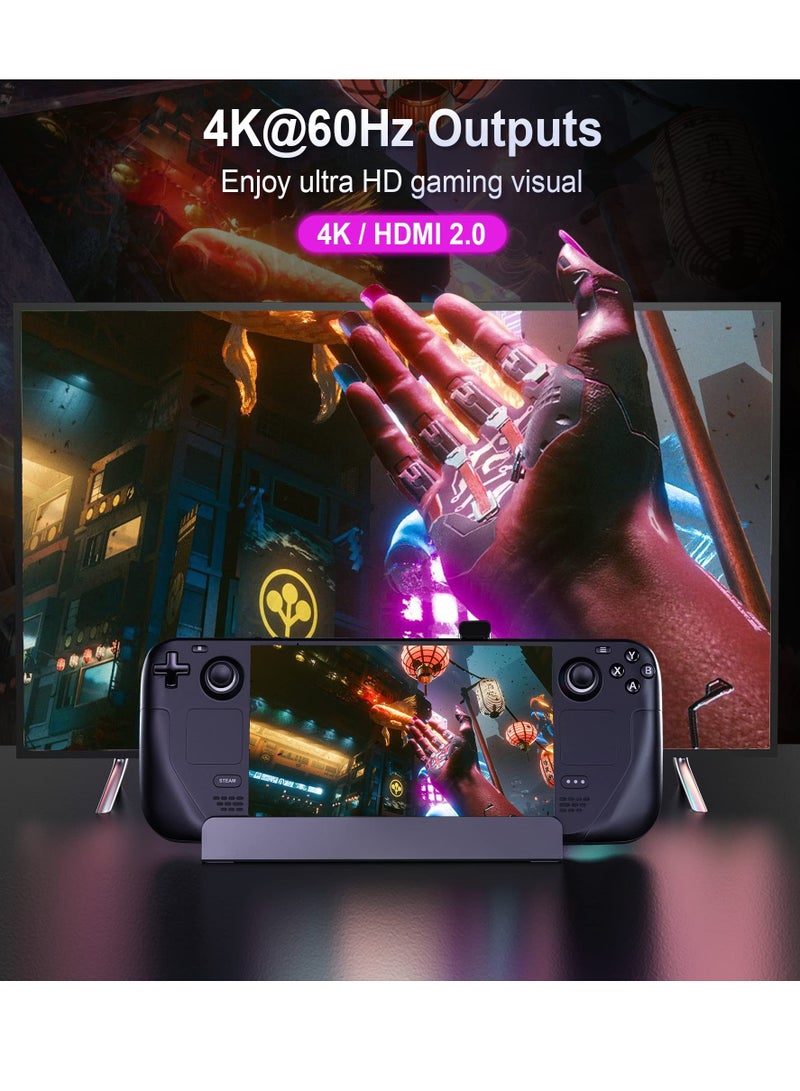 كاست ويف محطة إرساء 6 في 1 لجهاز Steam Deck، منفذ HDMI 2.0 بدقة 4K@60Hz، منفذ Gigabit Ethernet، 3 منافذ USB-A 3.0، منفذ USB-C PD للشحن السريع المتوافق مع ملحقات Valve Stream Deck - Image 3
