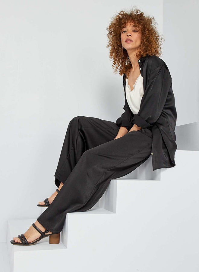 Kiabi Plain Long Satin blouse all front buttoned (LS)  - Image 1