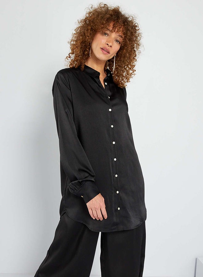 Kiabi Plain Long Satin blouse all front buttoned (LS)  - Image 3