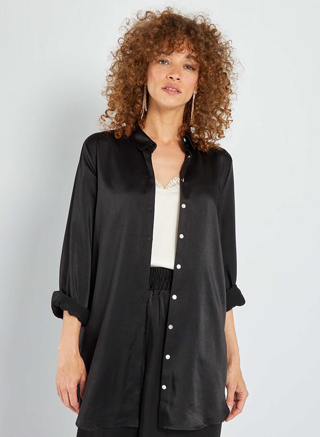Kiabi Plain Long Satin blouse all front buttoned (LS)  - Image 2