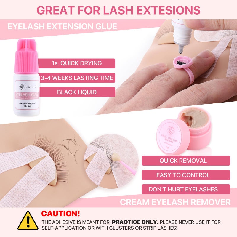 Pretty memory Lash Extension Supplies Eyelash Extension Kit, Lash Mannequin Head with Removable Eyelids Silicone Practice Set for Makeup and Eyelash Graft - Image 3
