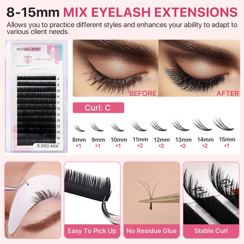 Pretty memory Lash Extension Supplies Eyelash Extension Kit, Lash Mannequin Head with Removable Eyelids Silicone Practice Set for Makeup and Eyelash Graft - Image 2