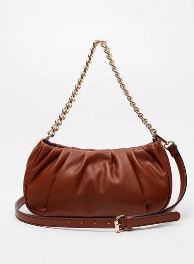 Celeste Ruched Cross-Body Bag with Detachable Strap and Zip Closure