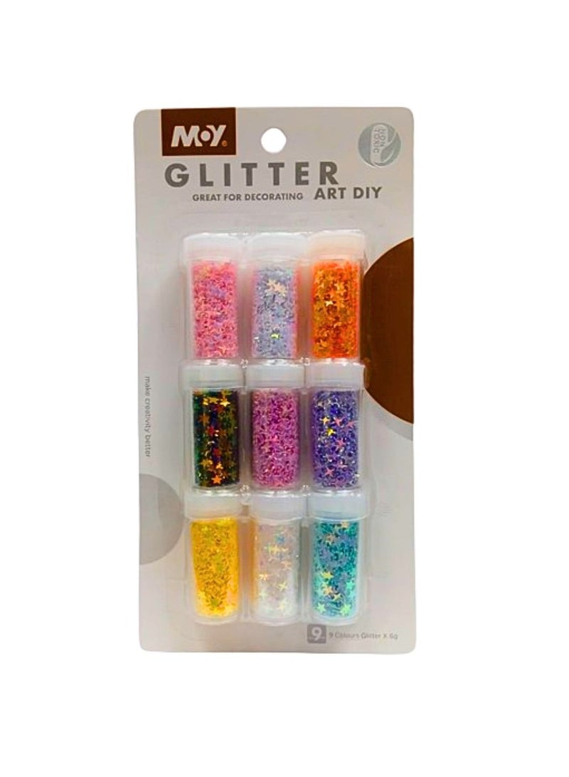 Moy Glitter Kit (9 Color Glitter) For Decorating Art Diy - Multi Color - Image 2