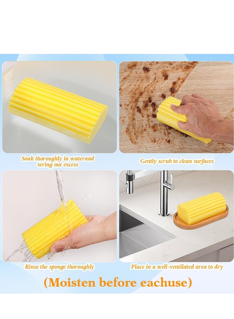 4 Piece Damp Duster Sponge, Magic Damp Dusting Sponge Eraser for Dusting Blinds, Baseboards, Mirrors, Radiators,Window Track Grooves , Dust Remover for Home & Office ,Yellow. - Image 2