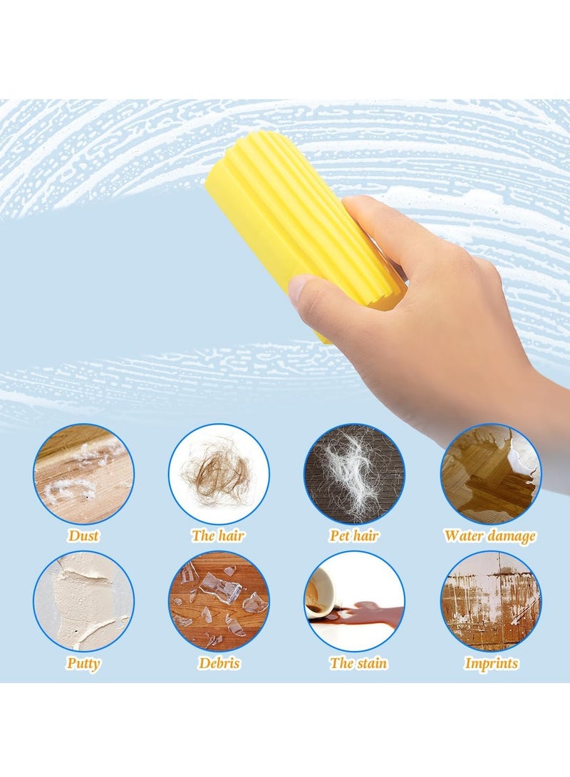 4 Piece Damp Duster Sponge, Magic Damp Dusting Sponge Eraser for Dusting Blinds, Baseboards, Mirrors, Radiators,Window Track Grooves , Dust Remover for Home & Office ,Yellow. - Image 3