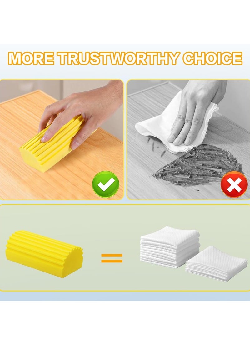 4 Piece Damp Duster Sponge, Magic Damp Dusting Sponge Eraser for Dusting Blinds, Baseboards, Mirrors, Radiators,Window Track Grooves , Dust Remover for Home & Office ,Yellow. - Image 4