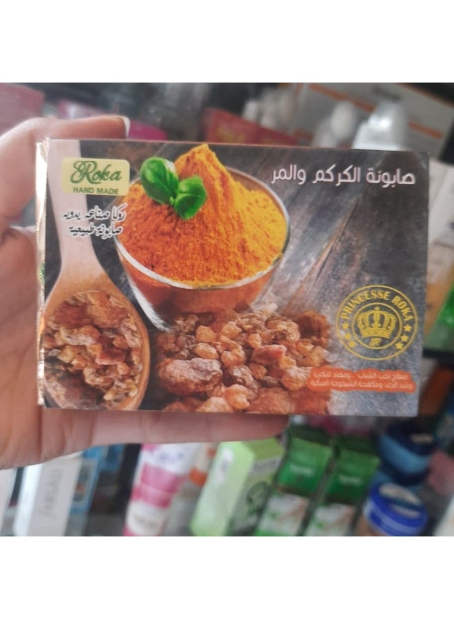 روكا صابونة الكركم والمر تفتيح البشرة، إزالة التصبغات، علاج الحبوب، تنظيف عميق، صابونة طبيعية، صابونة للبشرة الدهنية، مكافحة التجاعيد، صابونة تفتيح طبيعية، نضارة البشرة. - Image 4