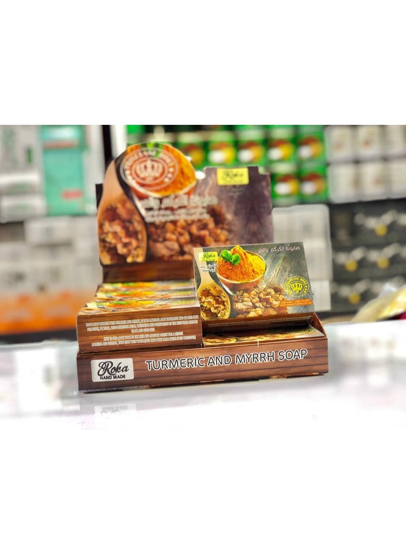 روكا صابونة الكركم والمر تفتيح البشرة، إزالة التصبغات، علاج الحبوب، تنظيف عميق، صابونة طبيعية، صابونة للبشرة الدهنية، مكافحة التجاعيد، صابونة تفتيح طبيعية، نضارة البشرة. - Image 5