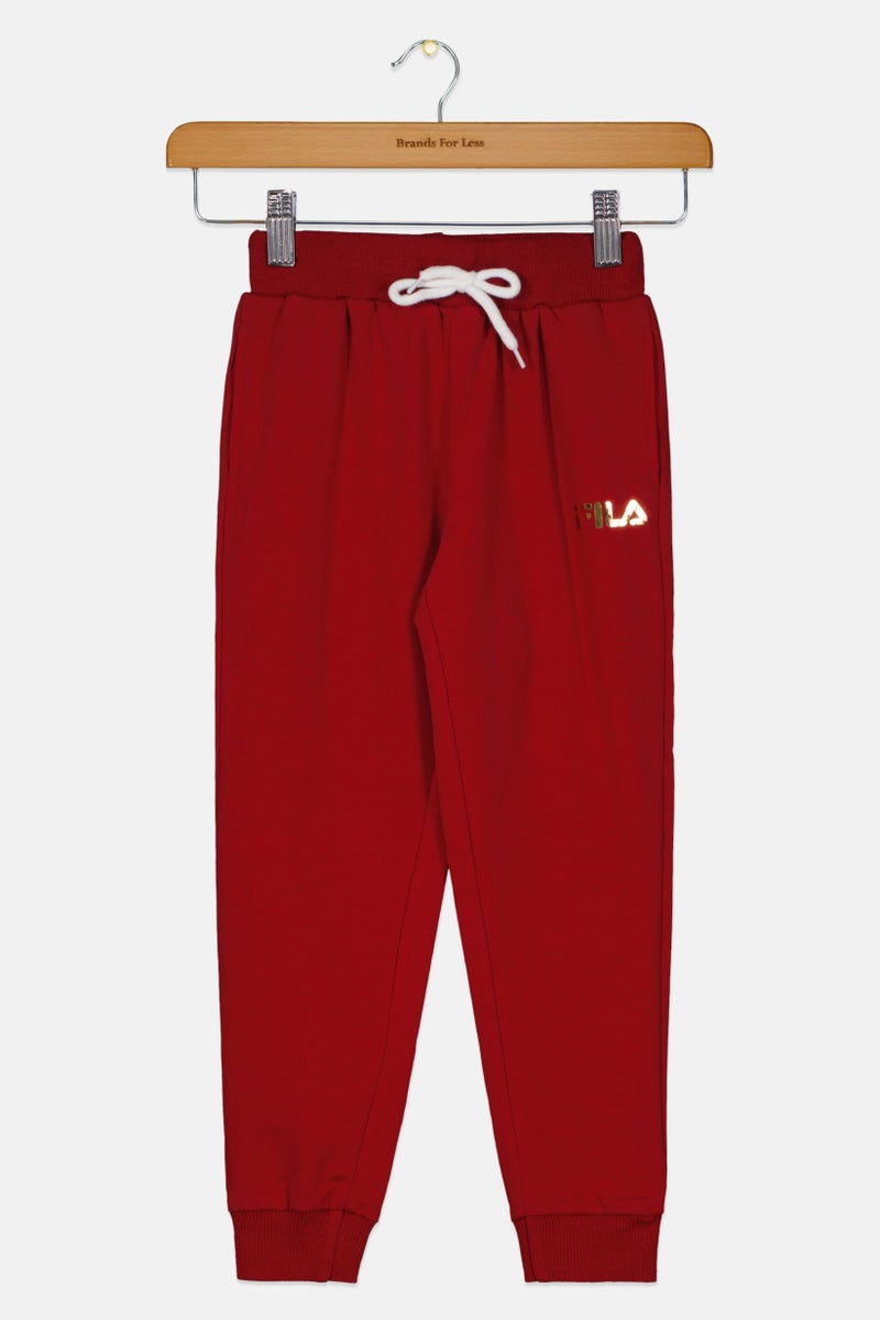 FILA بنطال جوجر ماركة للبنات الصغيرات، بورغندي - Image 1