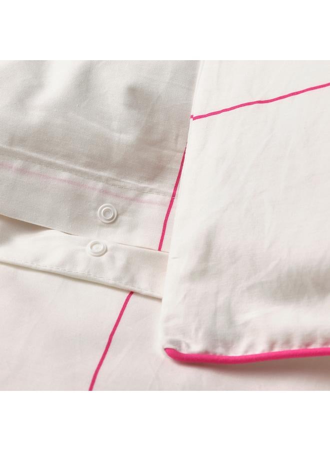 Zaboon Duvet cover and 2 pillowcases, white pink/check, 240x220/50x80 cm - Image 4