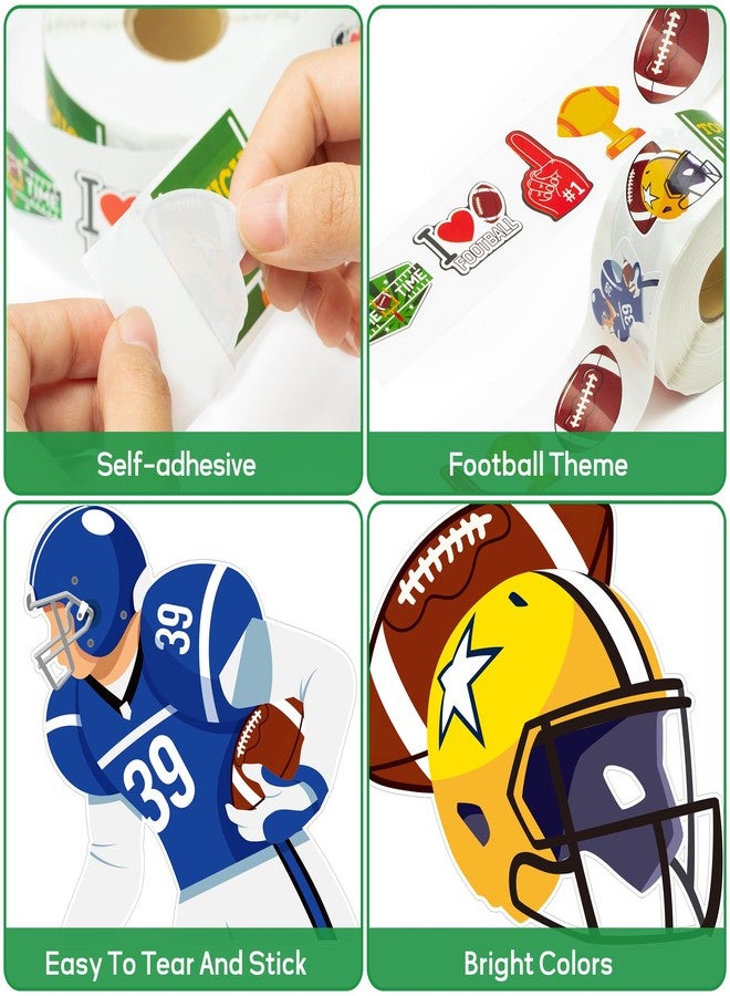 Haooryx Football Sports Stickers Roll - 800Pcs Super Rugby Football Bowl Waterproof Vinyl Reusable Laptop Stickers Coloring Book Scrapbook Water Bottle Page Activity Pad Summer Birthday Party Favors - Image 5