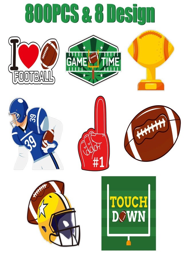 Haooryx Football Sports Stickers Roll - 800Pcs Super Rugby Football Bowl Waterproof Vinyl Reusable Laptop Stickers Coloring Book Scrapbook Water Bottle Page Activity Pad Summer Birthday Party Favors - Image 2