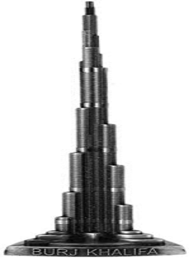 AKDC Tower Ornaments, 7.1In Height Burj Khalifa Tower Model Miniature Dubai Tower Alloy Model Ornament Arts Craft Office Home Desktop Decor - Image 2
