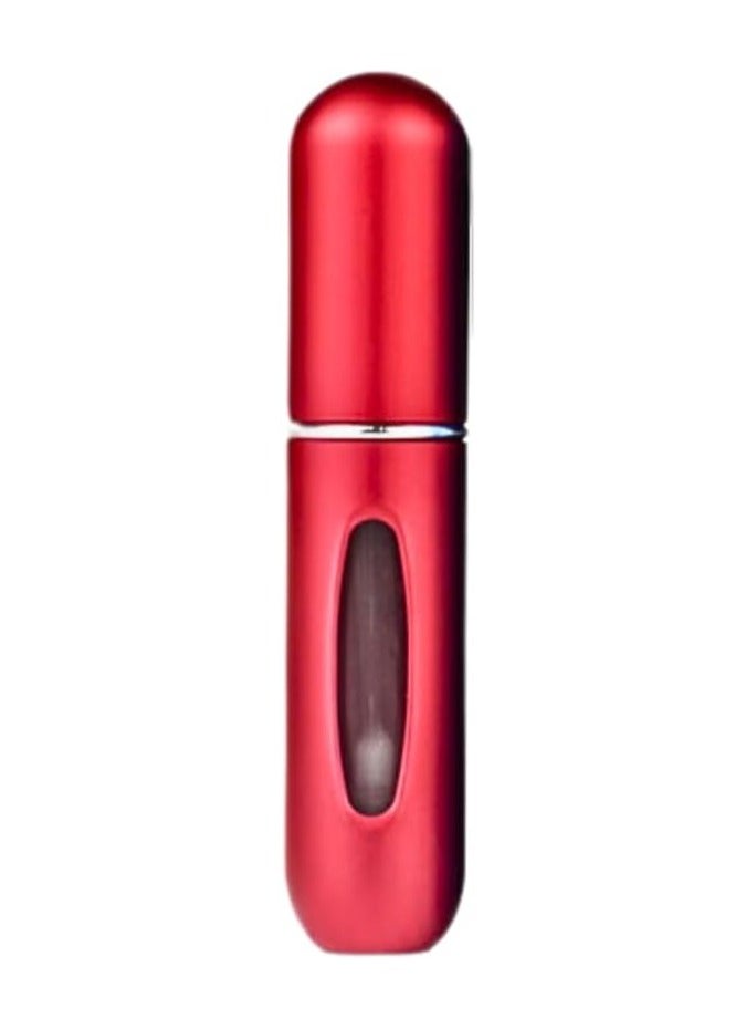 زجاجة عطر فاخرة صغيرة محمولة قابلة لاعادة الملء بسعة 5 مل، مضخة انبوبية مستديرة، زجاجة عطر فارغة لمستحضرات التجميل للسفر (احمر لامع) - Image 1