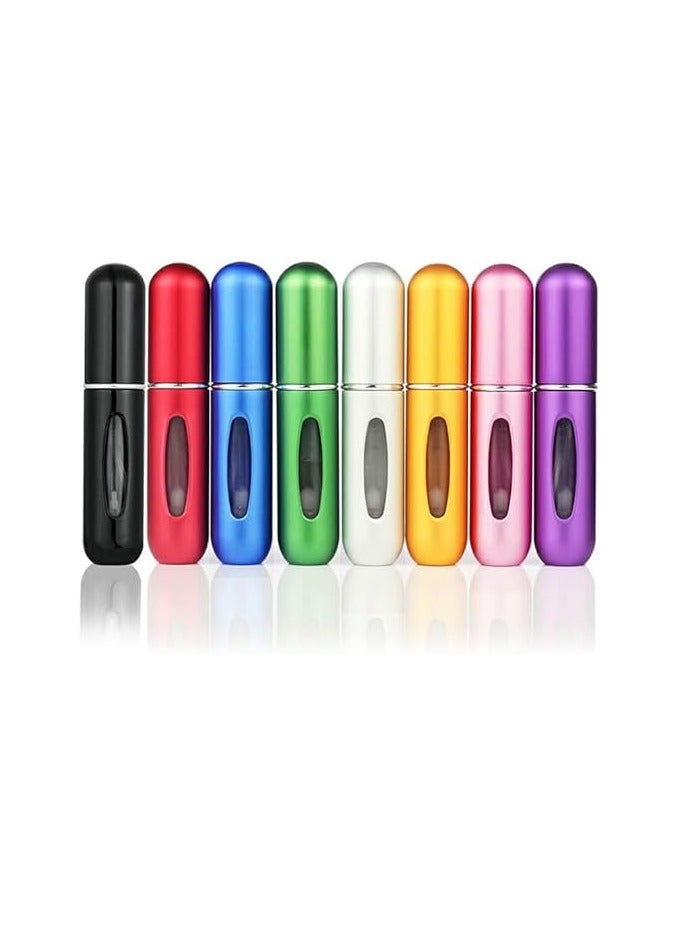 زجاجة عطر فاخرة صغيرة محمولة قابلة لاعادة الملء بسعة 5 مل، مضخة انبوبية مستديرة، زجاجة عطر فارغة لمستحضرات التجميل للسفر (احمر لامع) - Image 2