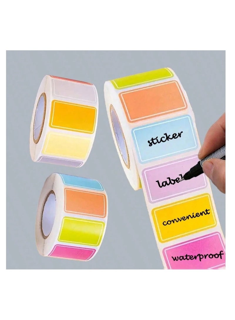 2 لفة (500 قطعة) - ملصقات ملصقات ملونة مقاومة للماء وقابلة للكتابة، ذاتية اللصق، بألوان عشوائية - Image 1